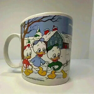 Vintage 1988 Walt Disney Applause Mug Donald Daisy Duck Christmas Coffee Tea Mug